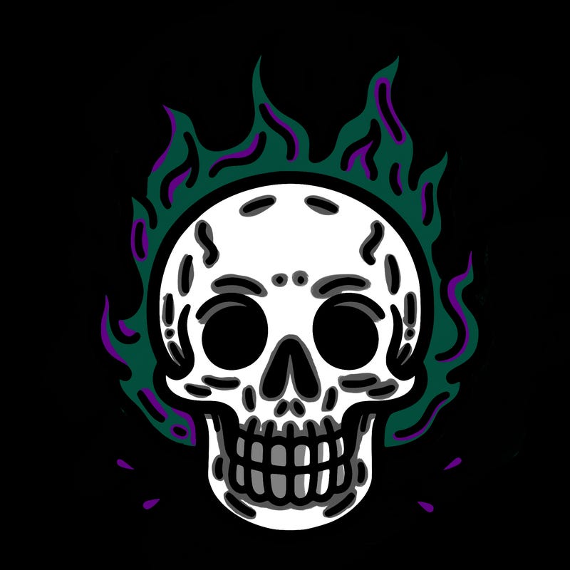 a fire skull