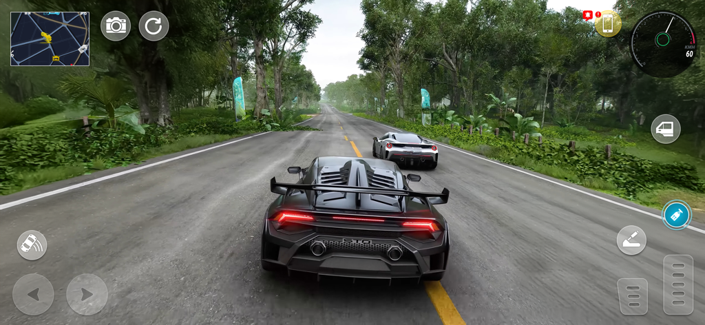Black sports car driving on a forest road in the Car Driving Multiplayer game