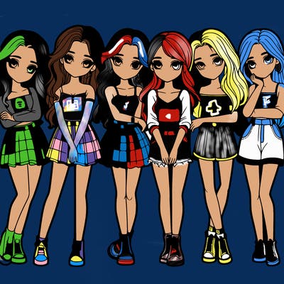 a group of girls realistic