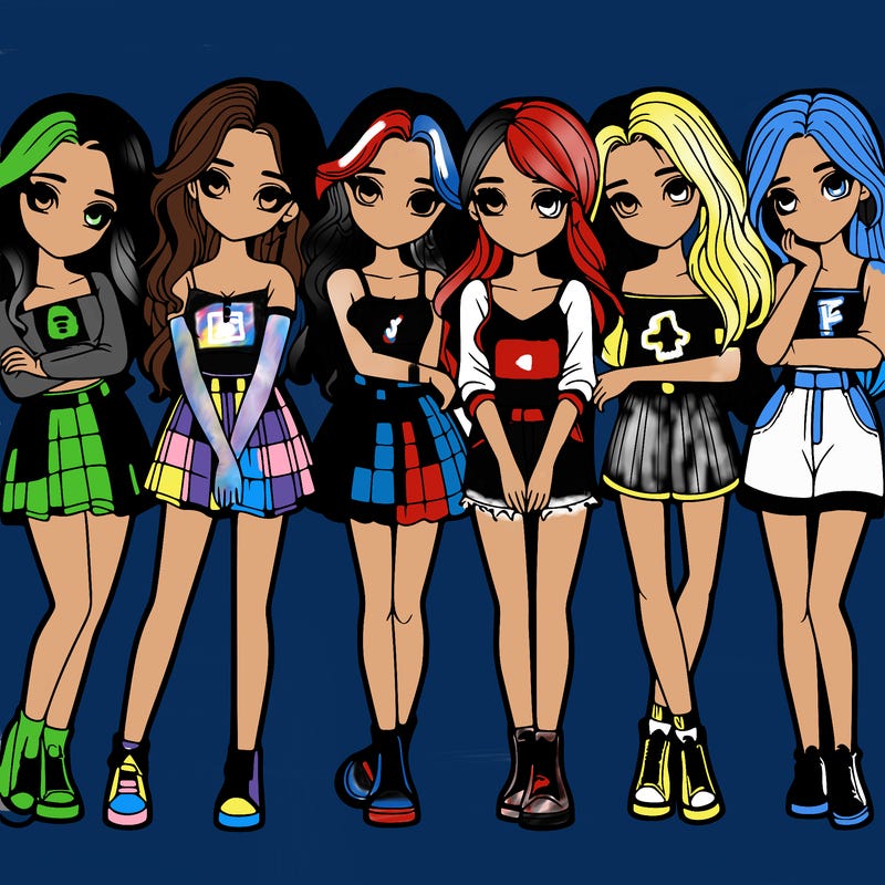 a group of girls realistic