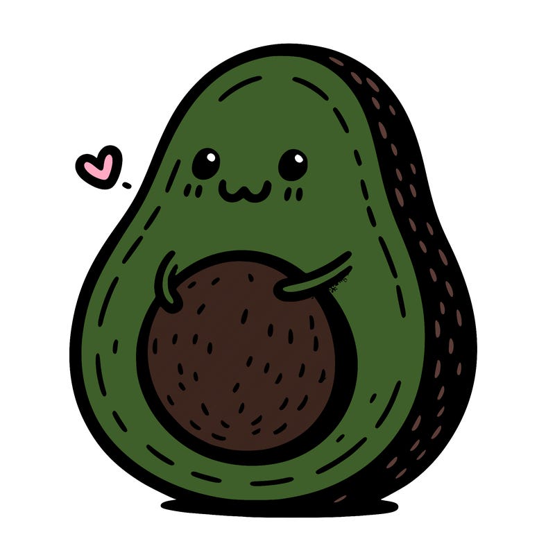 an avocado hugging an avocado