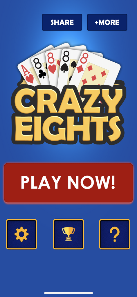 Crazy Eights - Classic Cards - Crazy Eights classic card game home screen with Play Now button