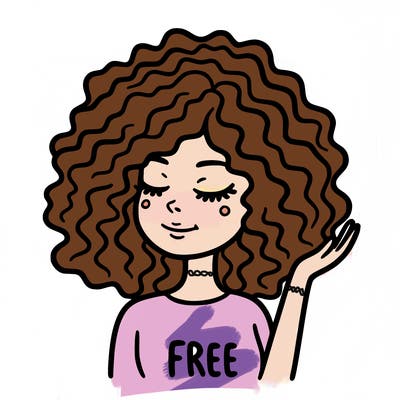 free woman with curly hair