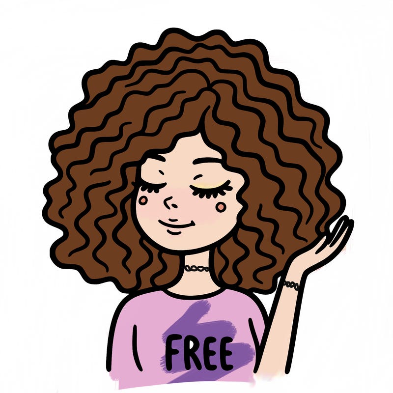 free woman with curly hair