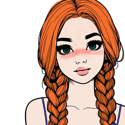 realistic girl with braids