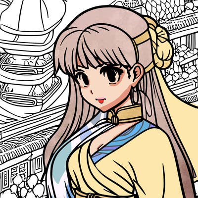 a manga girl with a chinese dress on