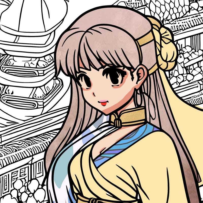 a manga girl with a chinese dress on