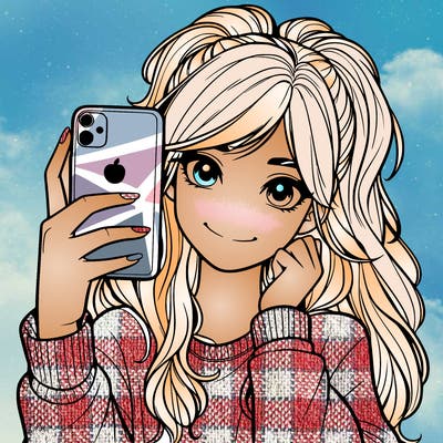 teen girl taking a picture with phone