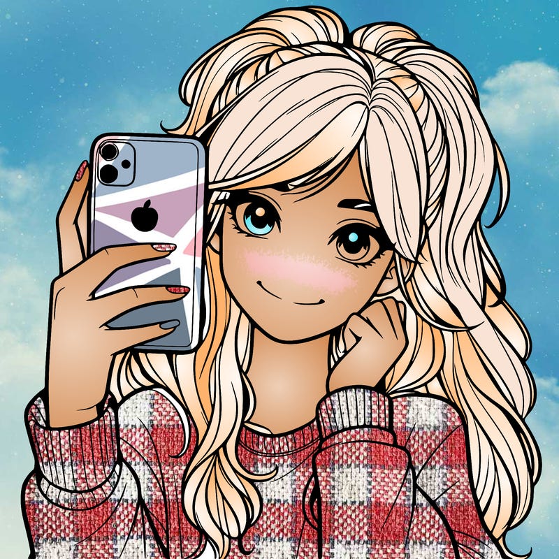 teen girl taking a picture with phone