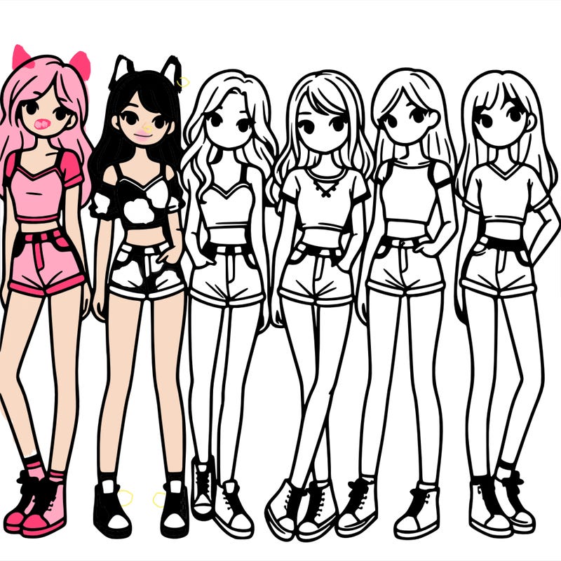 a group of girls wearing crop tops and shorts