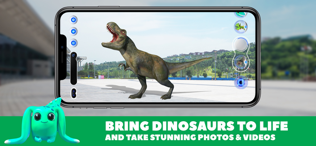 DEVAR - Augmented Reality - Dinosaurio T-Rex de realidad aumentada mostrado en la pantalla de un smartphone
