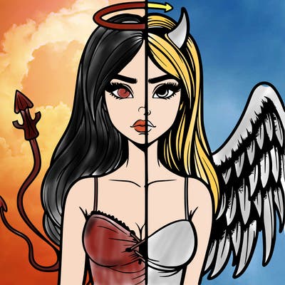 devil vs angel realistic girl