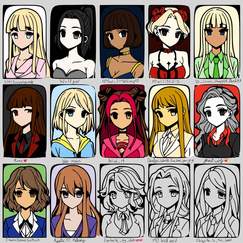 girls that look diffrent anime