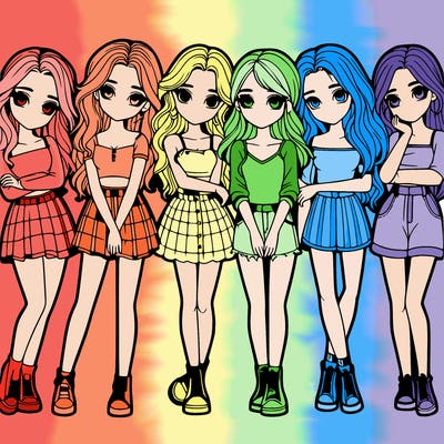 a group of girls realistic