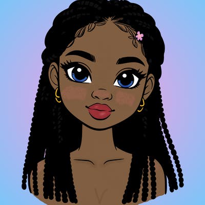 a realistic black girl with braids