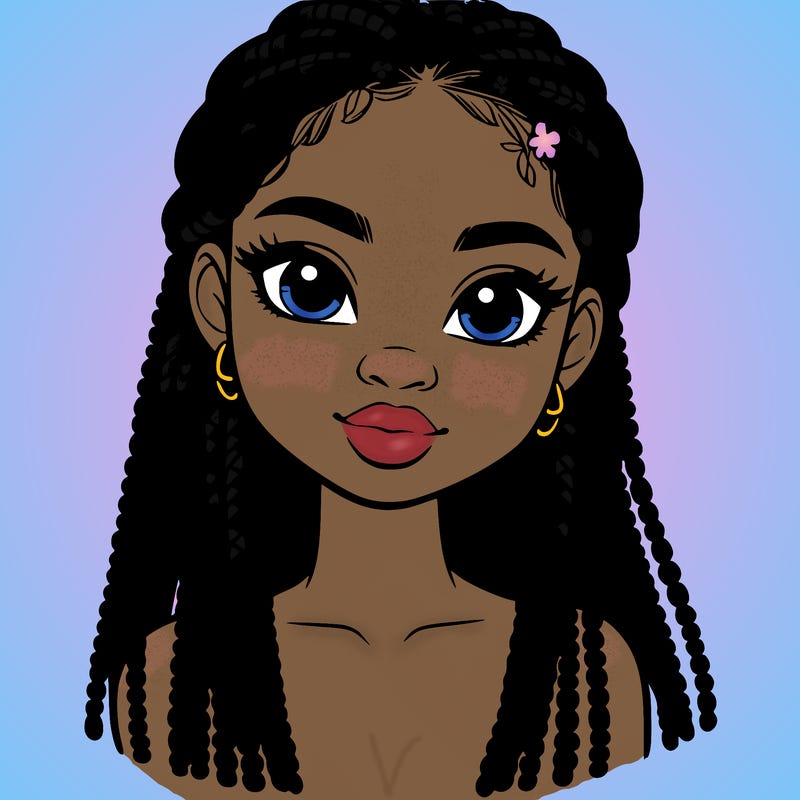 a realistic black girl with braids