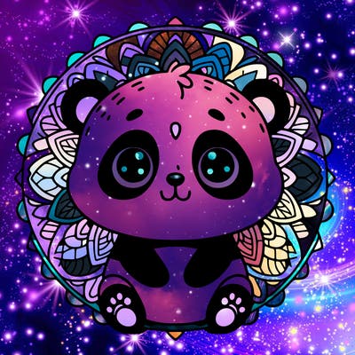 cute baby panda animal mandala