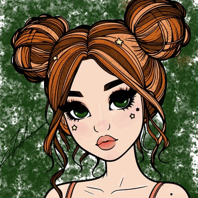 realistic girl with space buns