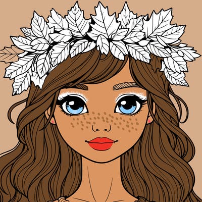 realistic girl with fall leaf crown