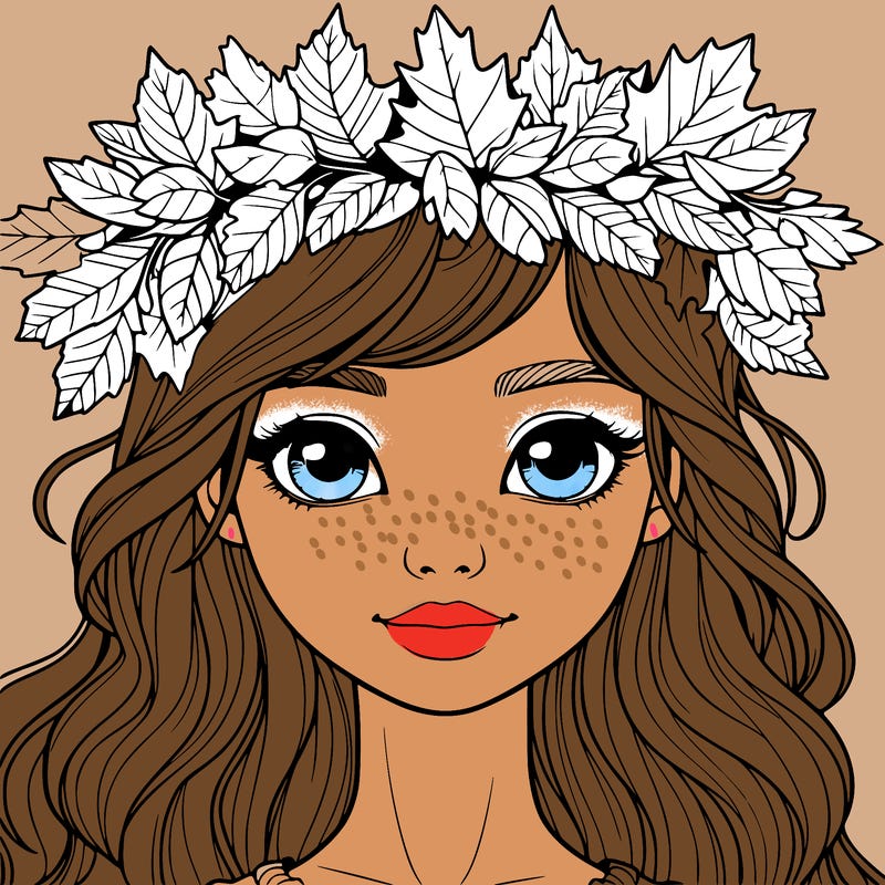realistic girl with fall leaf crown
