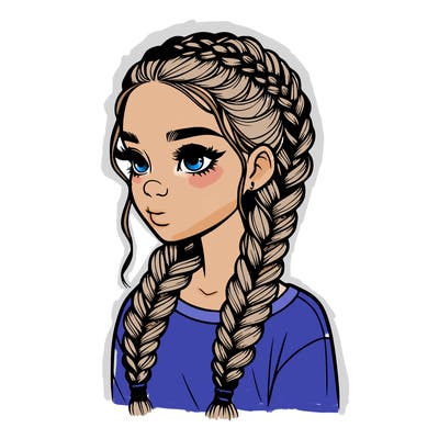 realistic girl with braids
