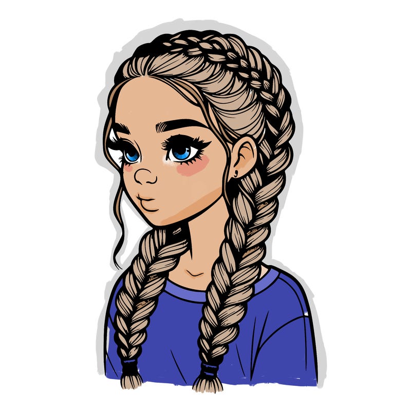 realistic girl with braids