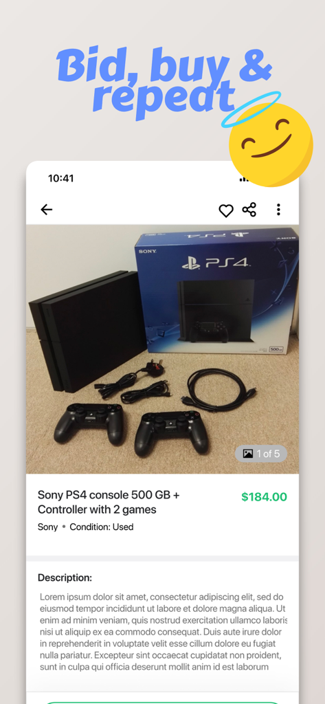 Used Sony PS4 console listing on Marketplace Buy and Sell mobile app