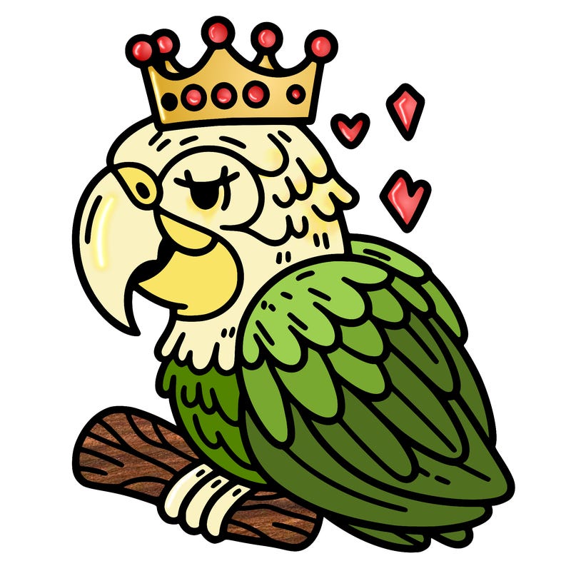 macaw with a crown