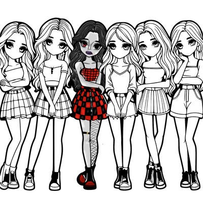 a group of girls realistic