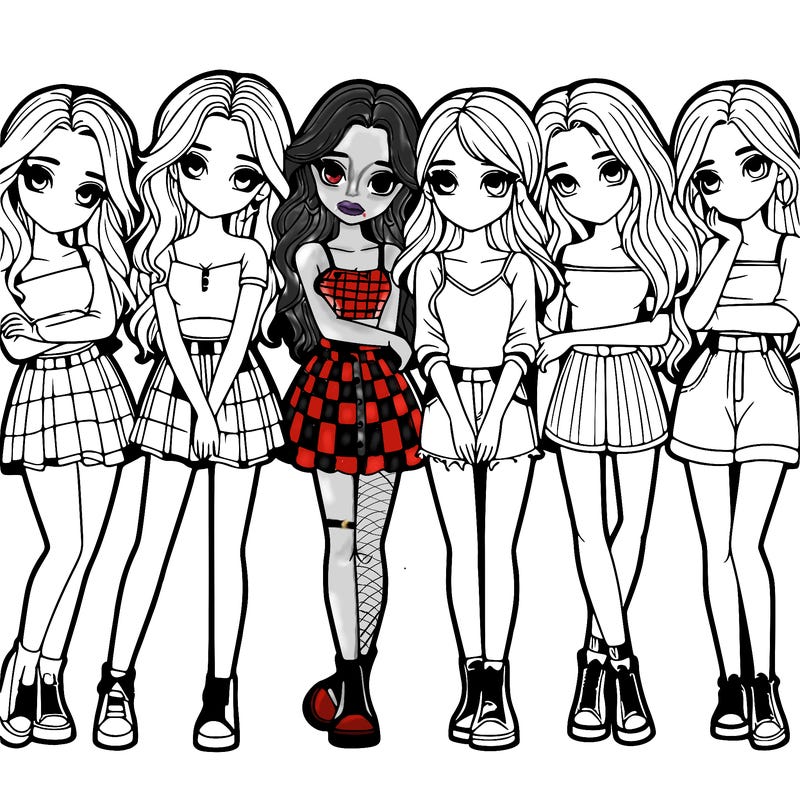 a group of girls realistic