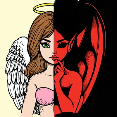 realistic angel half demon