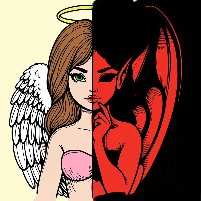 realistic angel half demon