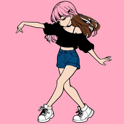 realistic girl danceing