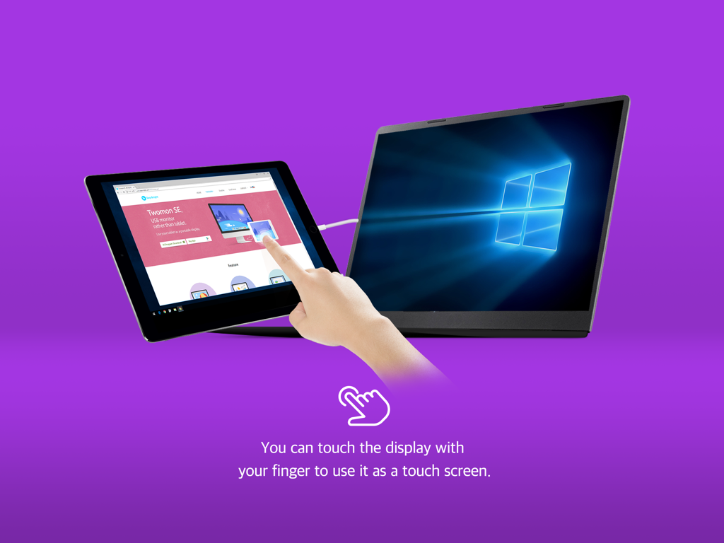 Twomon SE - iPad being used as a touch screen second monitor for a Windows laptop