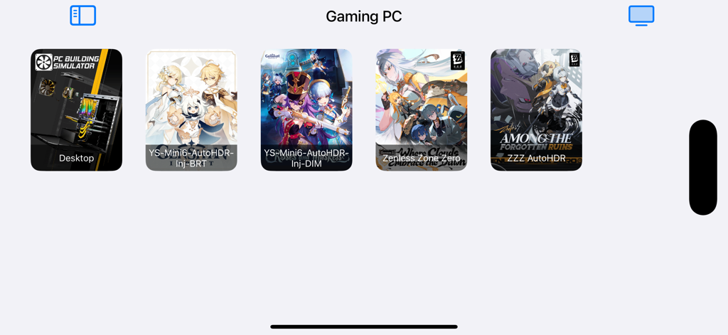 VoidLink - Extreme - VoidLink Extreme interface displaying a list of PC games ready for remote streaming including Zenless Zone Zero and Desktop