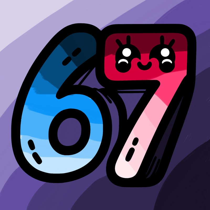 the numbers 67