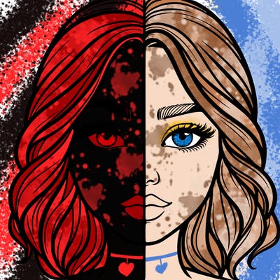 realistic girl split half