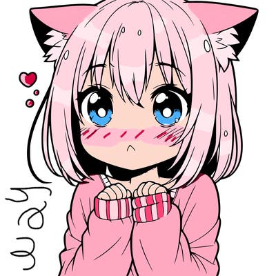 shy anime catgirl
