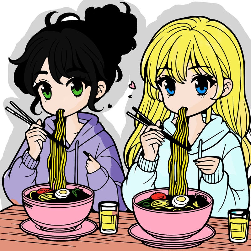 girls eating ramen