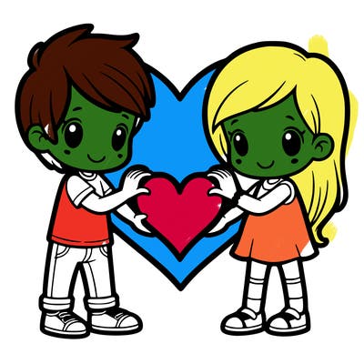boy and girl making a heart