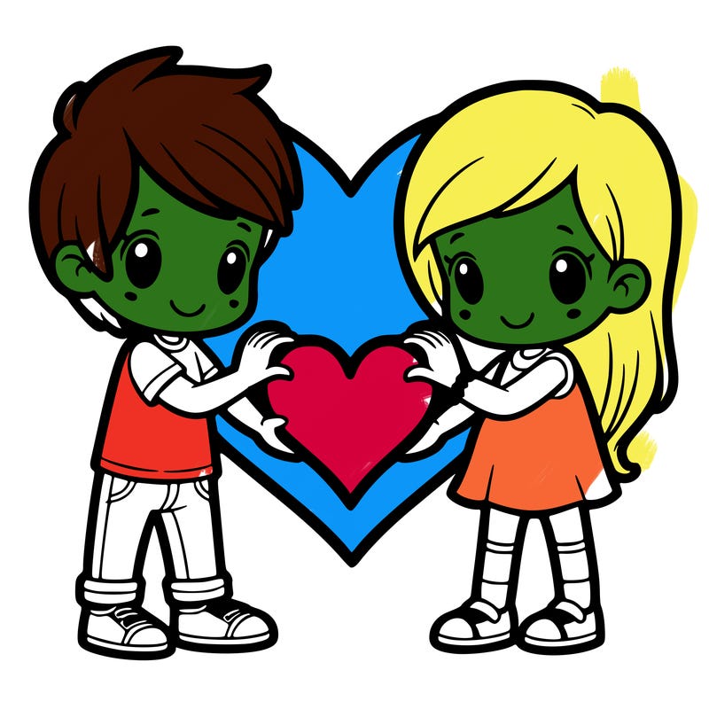 boy and girl making a heart