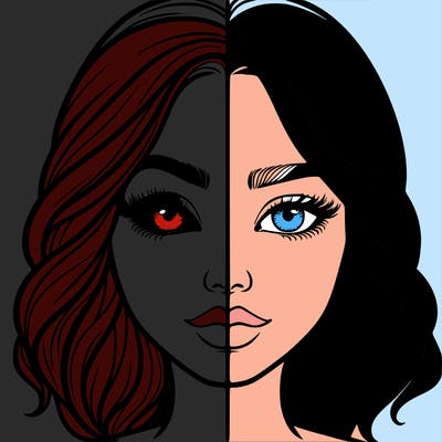 realistic girl split half