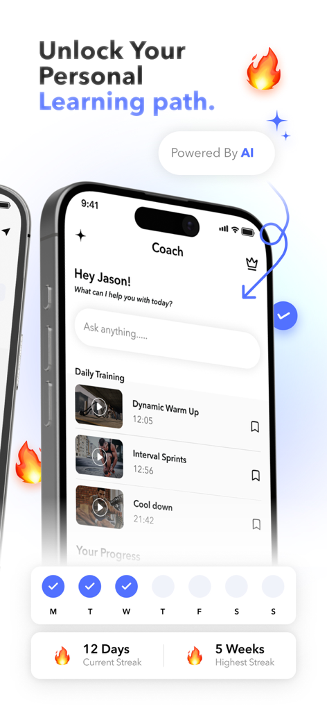 APX Academy - APX Academy app interface showing an AI-powered personalized learning path and daily training progress tracker.