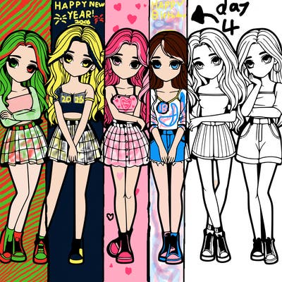 a group of girls realistic