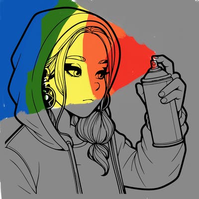 a realistic girl, spray painting