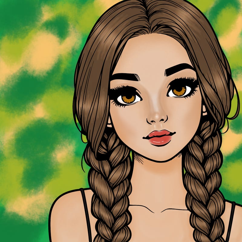 realistic girl with braids