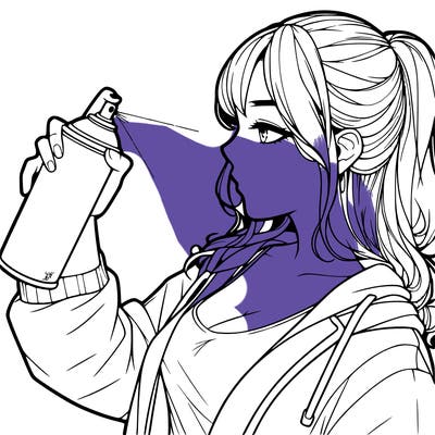 a realistic girl spray, painting