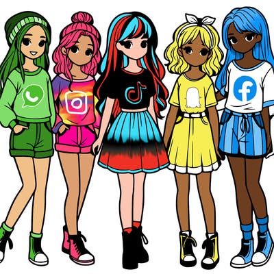 a group of five girls