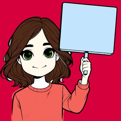 realistic girl holding up a sign