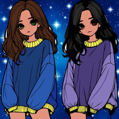 realistic girl with baggy sweater